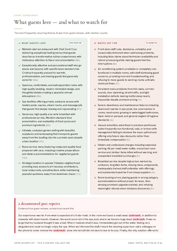Report page, ABaC Barcelona